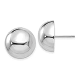 14k White Gold Dome Stud Earrings, Minimalist Round Button Style for Women