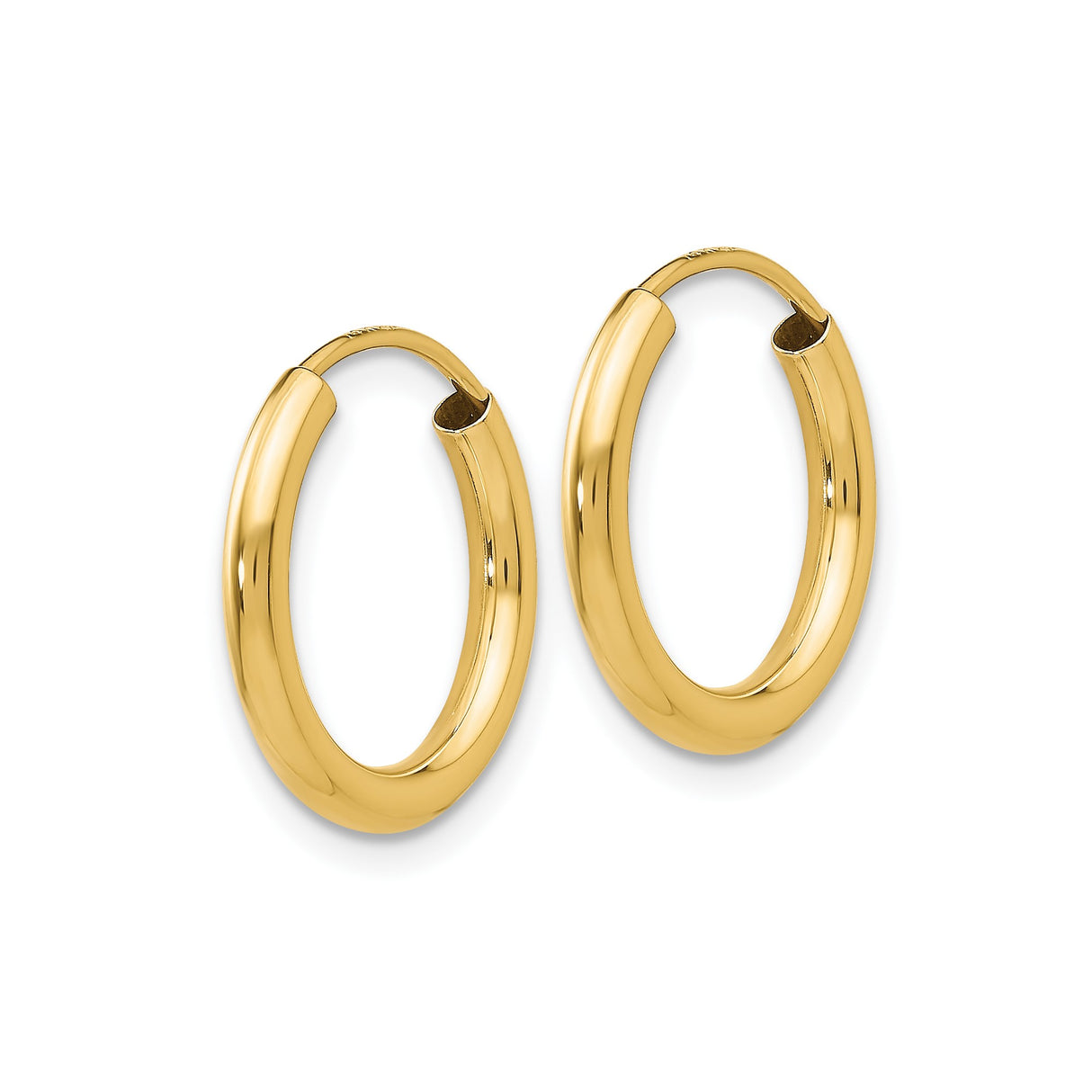 14k Yellow Gold Hoop Earrings, Classic Polished Minimalist Design for Women