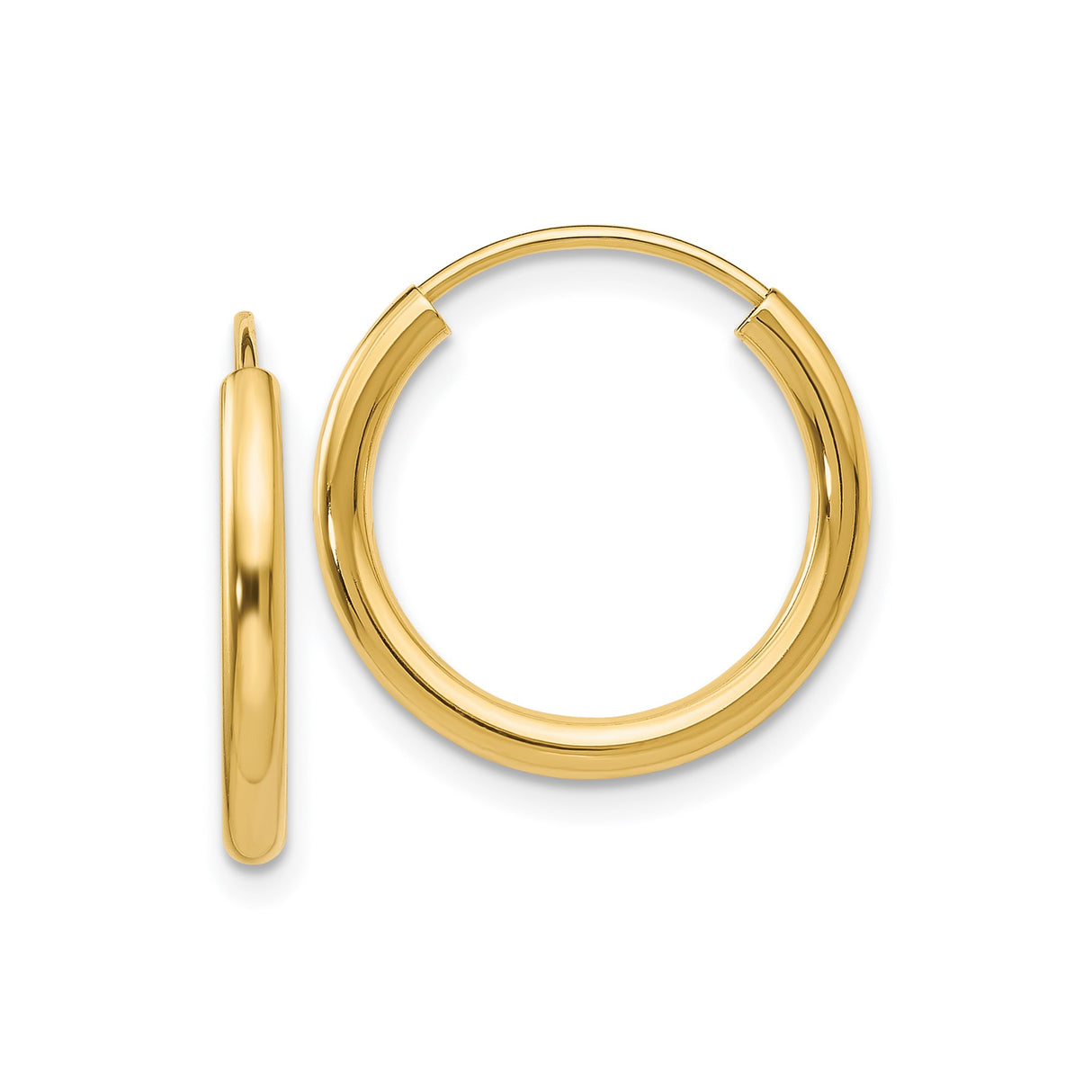 14k Yellow Gold Hoop Earrings, Polished Finish, Lightweight Minimalist Design for Women