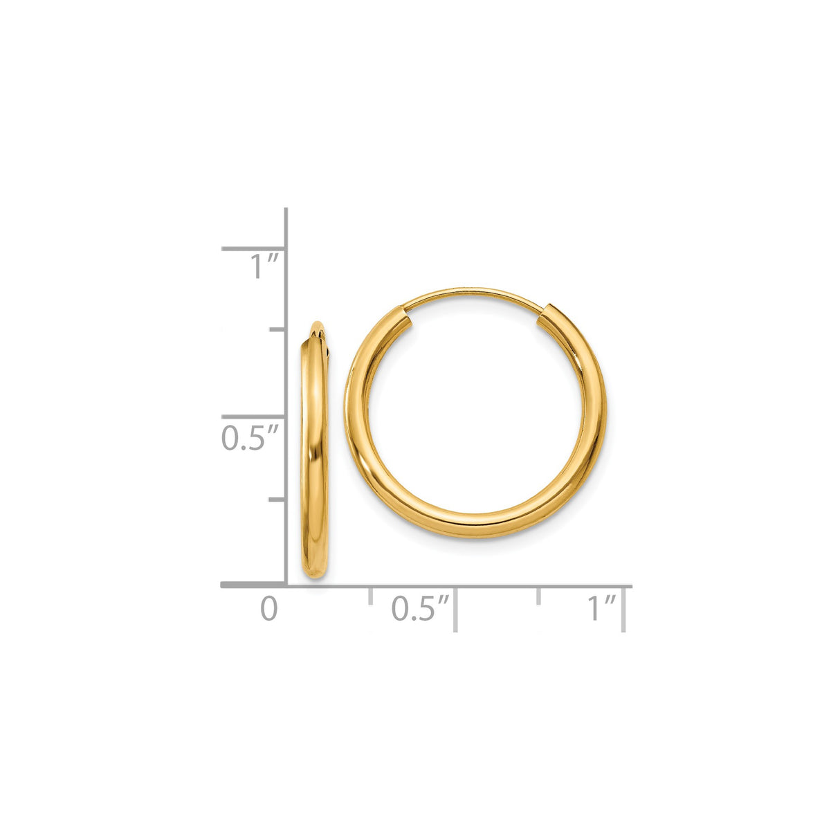 14k Yellow Gold Hoop Earrings, Seamless Latch Closure, Polished Minimalist Round Hoops for Women