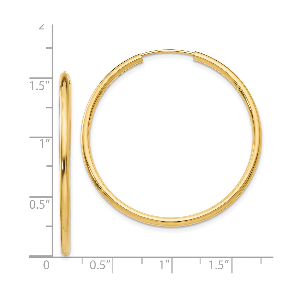 14k Yellow Gold Hoop Earrings, Large Polished Round Hoops with Smooth Finish, Minimal Modern Design