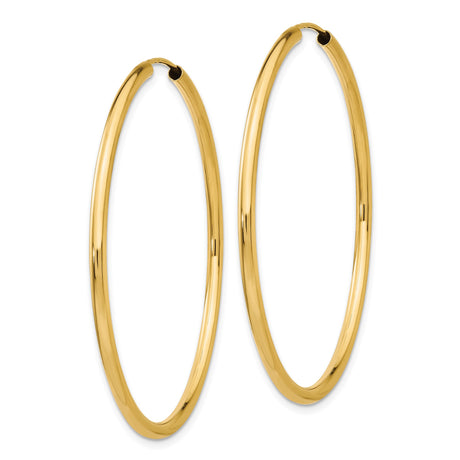 14k Yellow Gold Hoop Earrings, Large Round Polished Design, Classic Timeless Style for Women