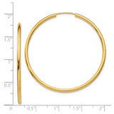 14k Yellow Gold Hoop Earrings, Large Round Polished Design, Classic Timeless Style for Women