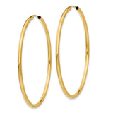 14k Yellow Gold Hoop Earrings, Classic Polished Round Design, Lightweight Medium Size