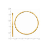 14k Yellow Gold Hoop Earrings, Classic Polished Round Design, Lightweight Medium Size