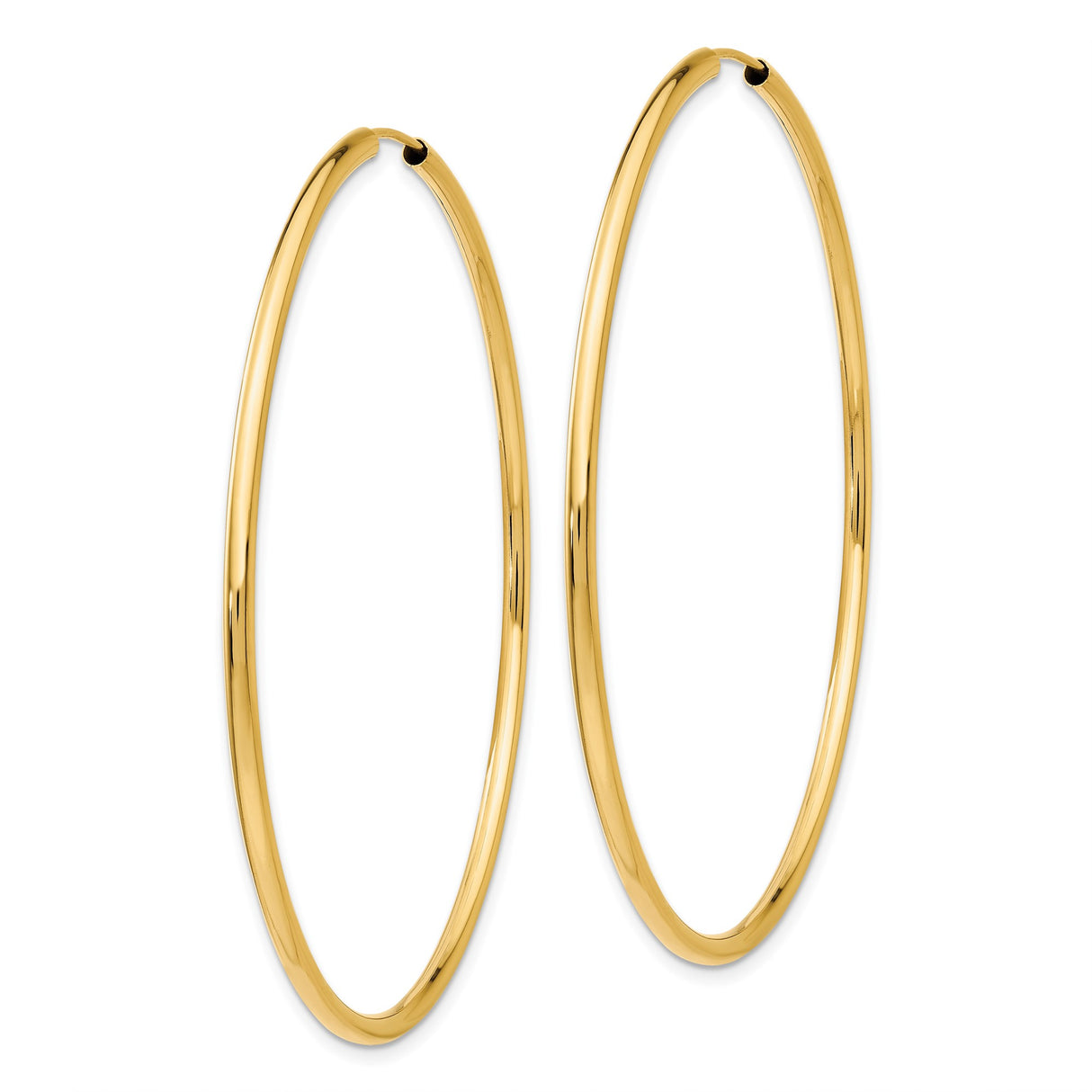 14k Yellow Gold Hoop Earrings, Large Round Polished Minimalist Design for Women