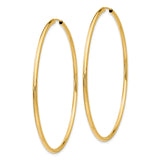 14k Yellow Gold Hoop Earrings, Large Round Polished Minimalist Design for Women