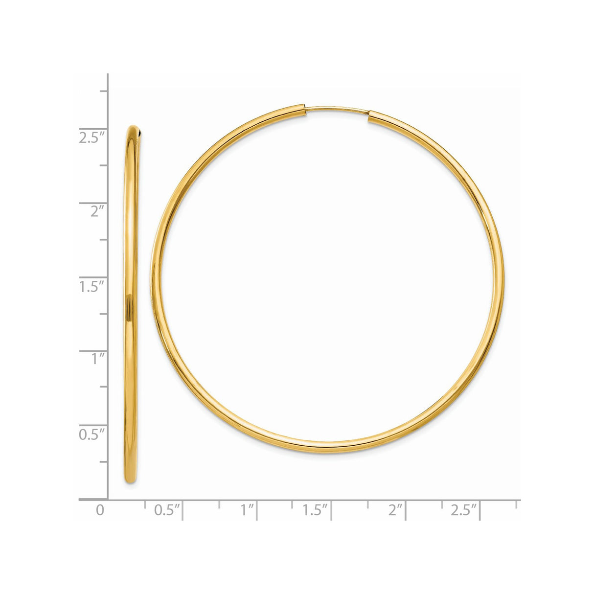 14k Yellow Gold Hoop Earrings, Large Round Polished Minimalist Design for Women
