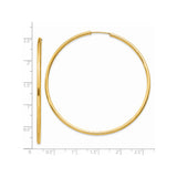 14k Yellow Gold Hoop Earrings, Large Round Polished Minimalist Design for Women