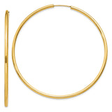 14k Yellow Gold Hoop Earrings, Large Round Polished Minimalist Design for Women