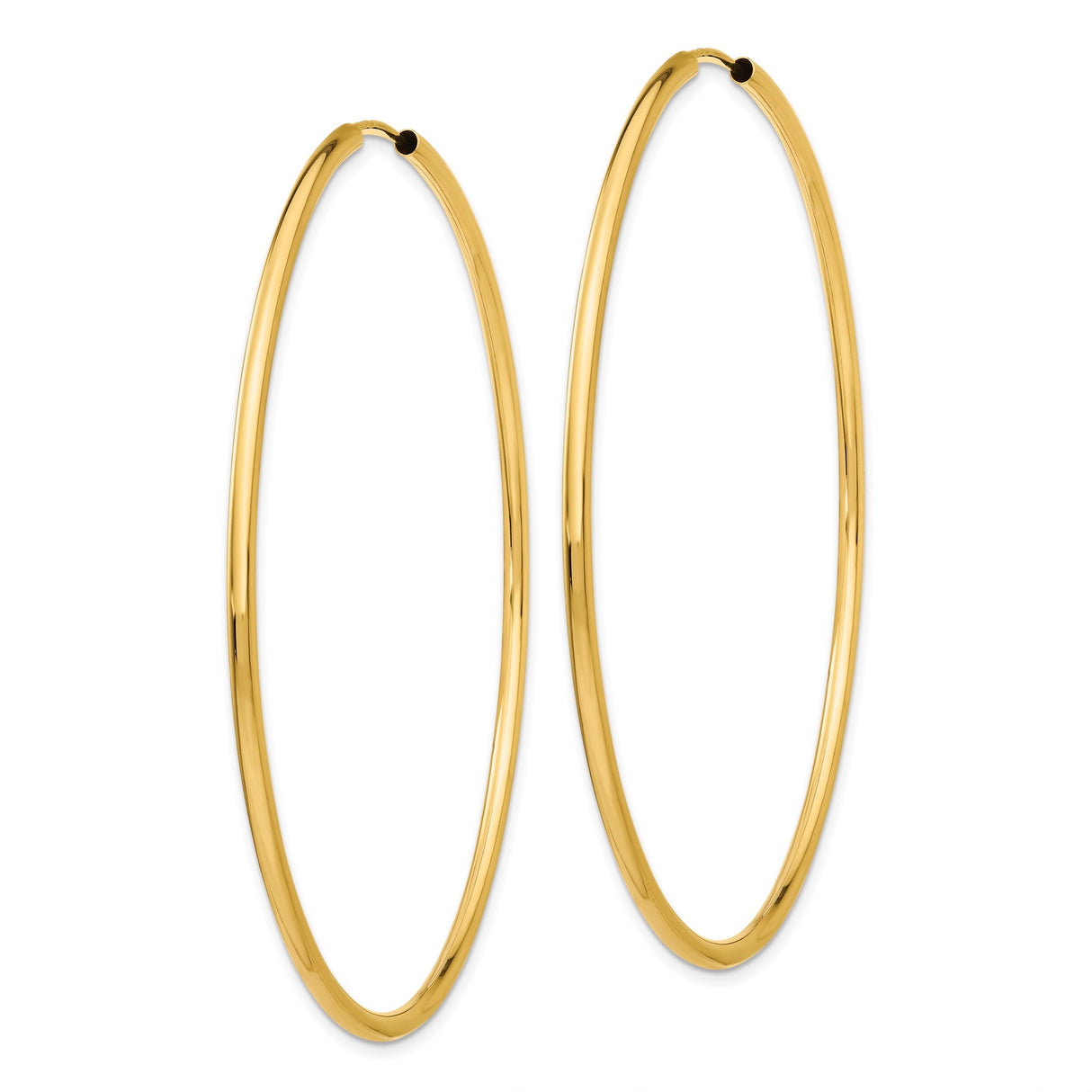 14k Yellow Gold Hoop Earrings, Classic Large Polished Hoops, Smooth Finish, Lightweight Jewelry