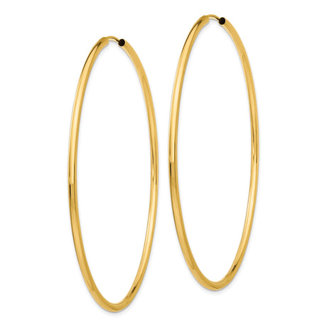 14k Yellow Gold Hoop Earrings, Classic Large Polished Hoops, Smooth Finish, Lightweight Jewelry