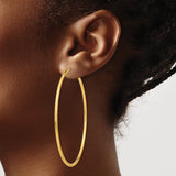 14k Yellow Gold Hoop Earrings, Classic Large Polished Hoops, Smooth Finish, Lightweight Jewelry