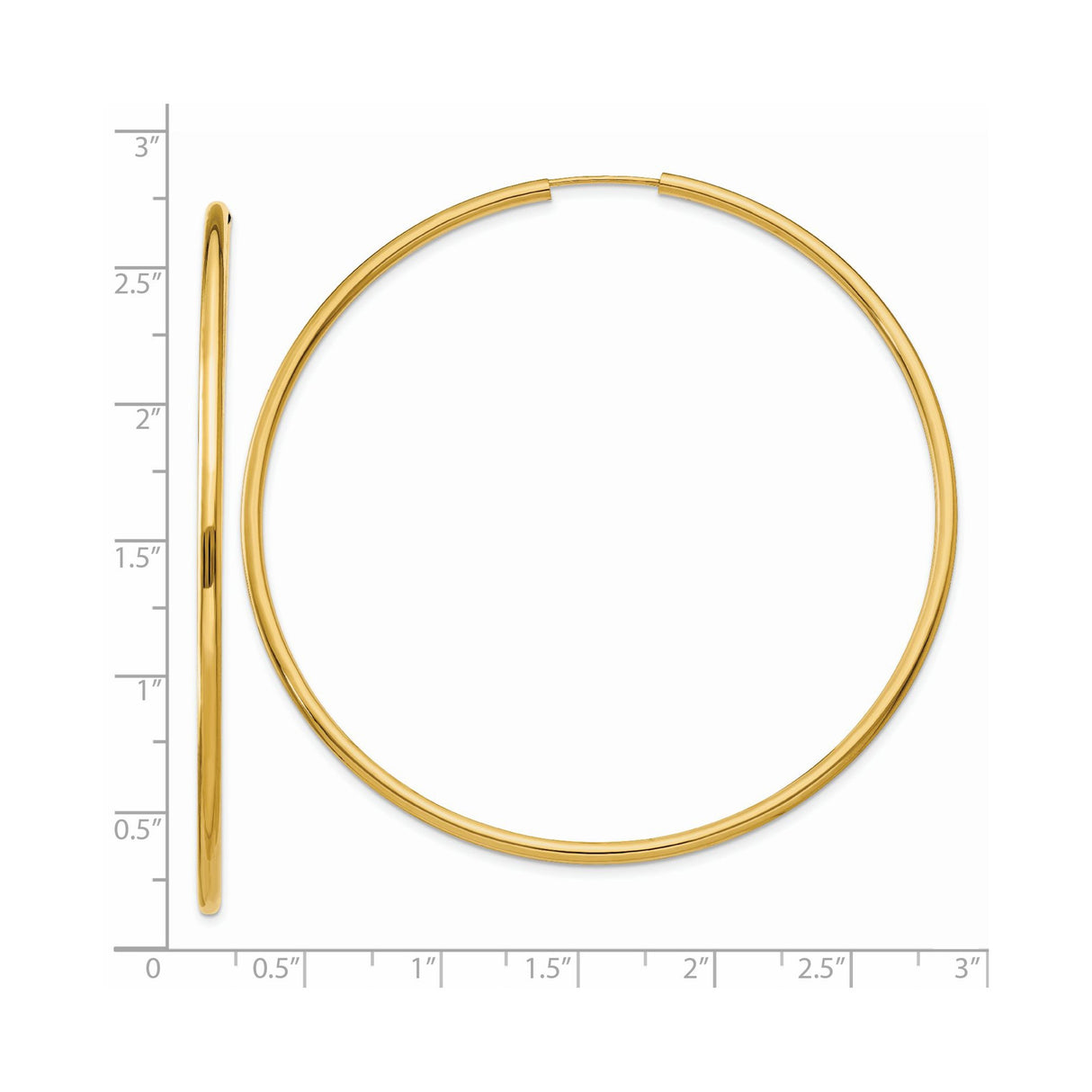 14k Yellow Gold Hoop Earrings, Classic Large Polished Hoops, Smooth Finish, Lightweight Jewelry