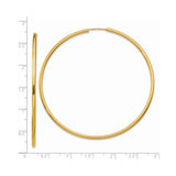 14k Yellow Gold Hoop Earrings, Classic Large Polished Hoops, Smooth Finish, Lightweight Jewelry