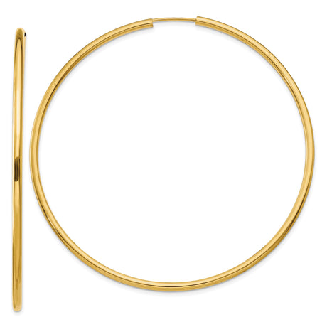 14k Yellow Gold Hoop Earrings, Classic Large Polished Hoops, Smooth Finish, Lightweight Jewelry