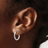 14k White Gold Hoop Earrings, Polished Minimalist Design, Unisex Lightweight Style