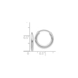 14k White Gold Hoop Earrings, Polished Minimalist Design, Unisex Lightweight Style