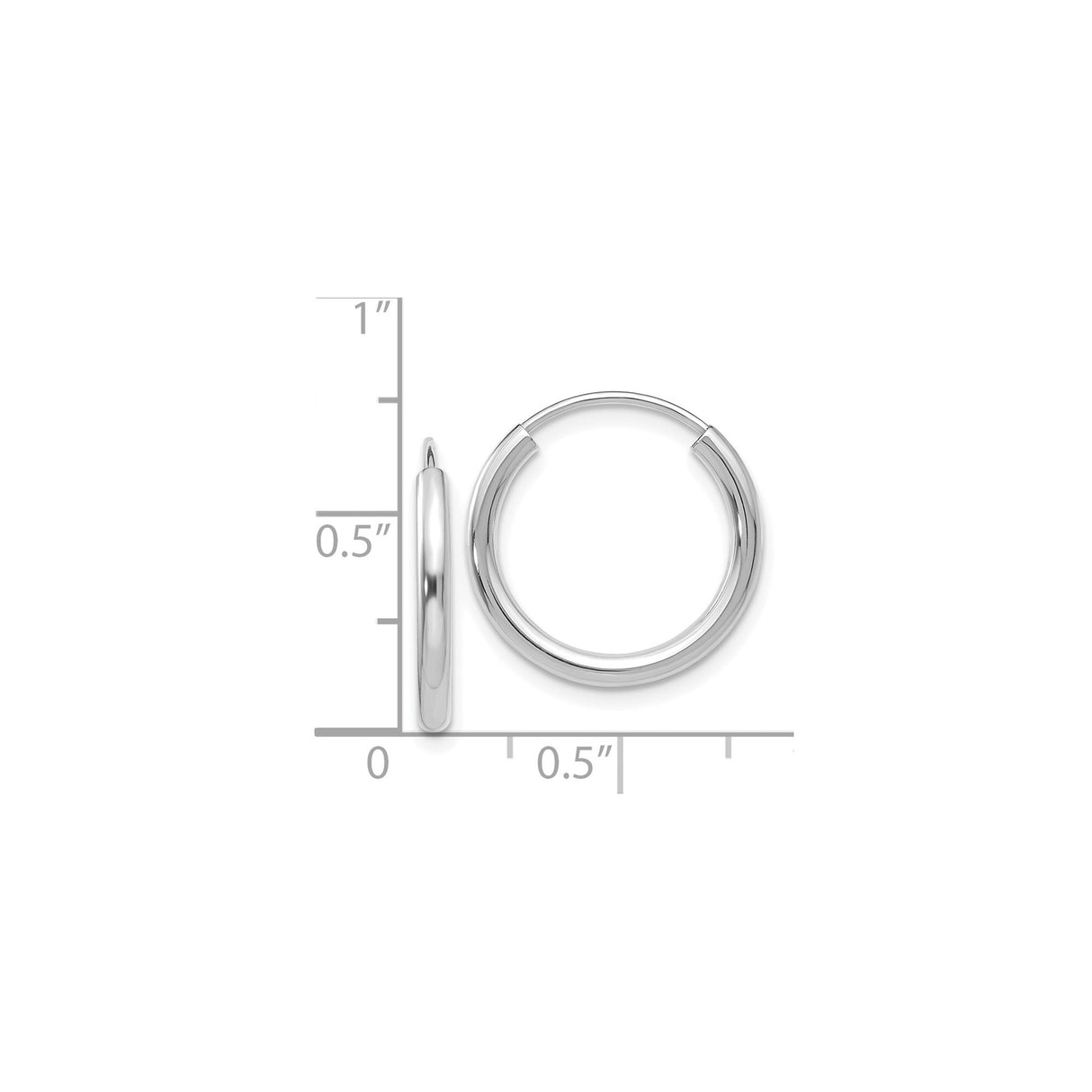 14k White Gold Hoop Earrings, Polished Minimalist Rounded Hoops, Lightweight Everyday Jewelry for Women