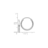 14k White Gold Hoop Earrings, Polished Minimalist Rounded Hoops, Lightweight Everyday Jewelry for Women