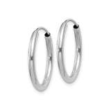 14k White Gold Hoop Earrings, Classic Round Smooth High Polish Finish, Lightweight Medium Size