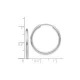 14k White Gold Hoop Earrings, Classic Round High Polish Minimalist Design for Women