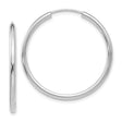 14k White Gold Hoop Earrings, Polished Minimalist Small Endless Hoops for Women