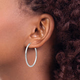 14k White Gold Hoop Earrings, Polished Minimalist Design, Lightweight Everyday Jewelry for Women