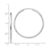 14k White Gold Hoop Earrings, Smooth Round Minimalist Design, Polished Finish, Lightweight Hoops