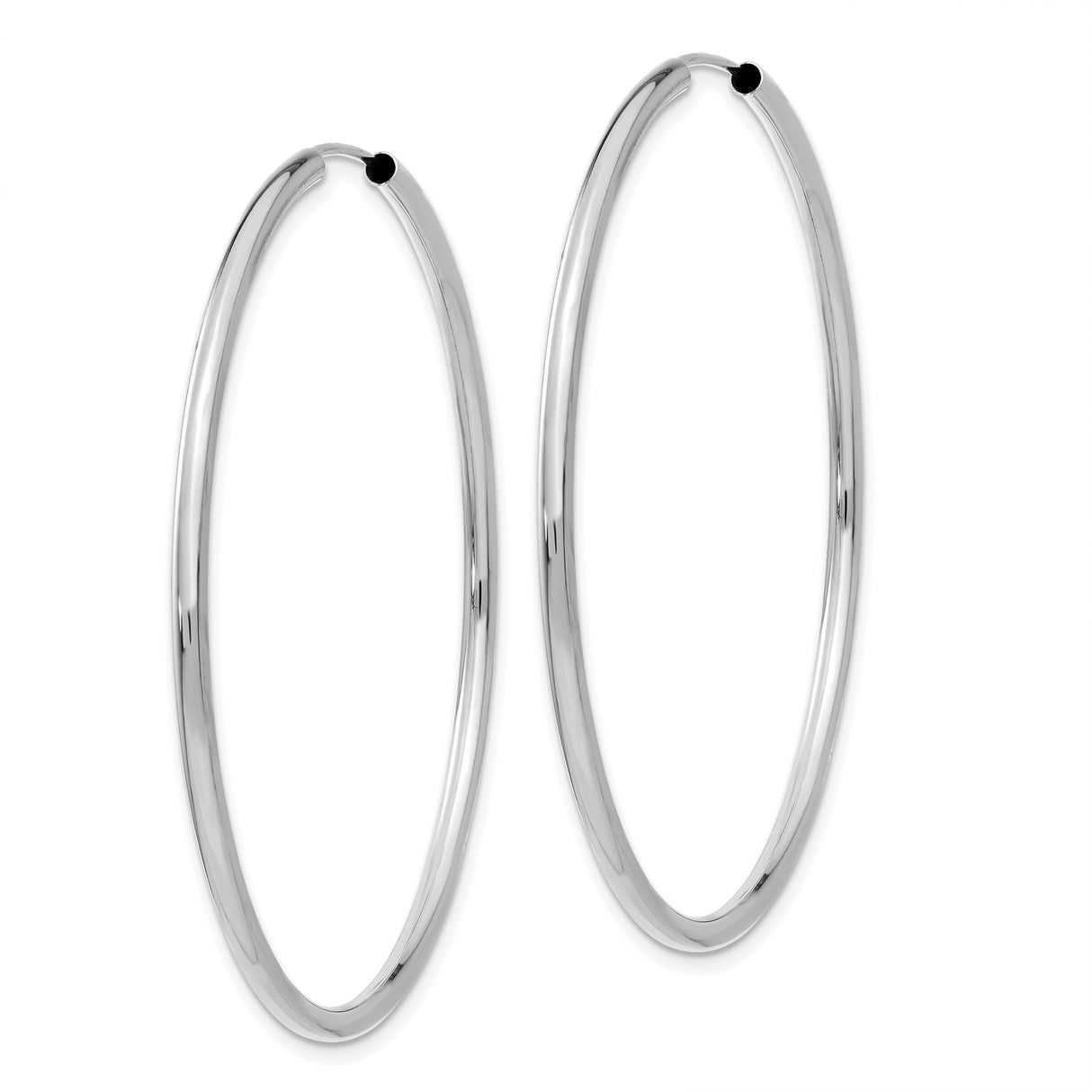14k White Gold Hoop Earrings, Lightweight Polished Minimalist Style for Women