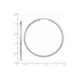 14k White Gold Hoop Earrings, Lightweight Polished Minimalist Style for Women