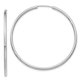 14k White Gold Hoop Earrings, Lightweight Polished Minimalist Style for Women