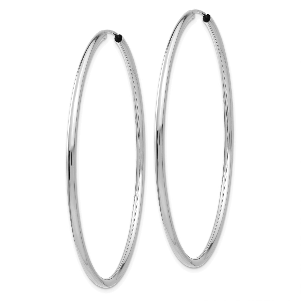 14k White Gold Hoop Earrings, Lightweight Endless Design, High Polish Finish, Unisex Style