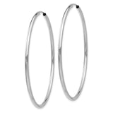 14k White Gold Hoop Earrings, Lightweight Endless Design, High Polish Finish, Unisex Style
