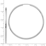 14k White Gold Hoop Earrings, Lightweight Endless Design, High Polish Finish, Unisex Style