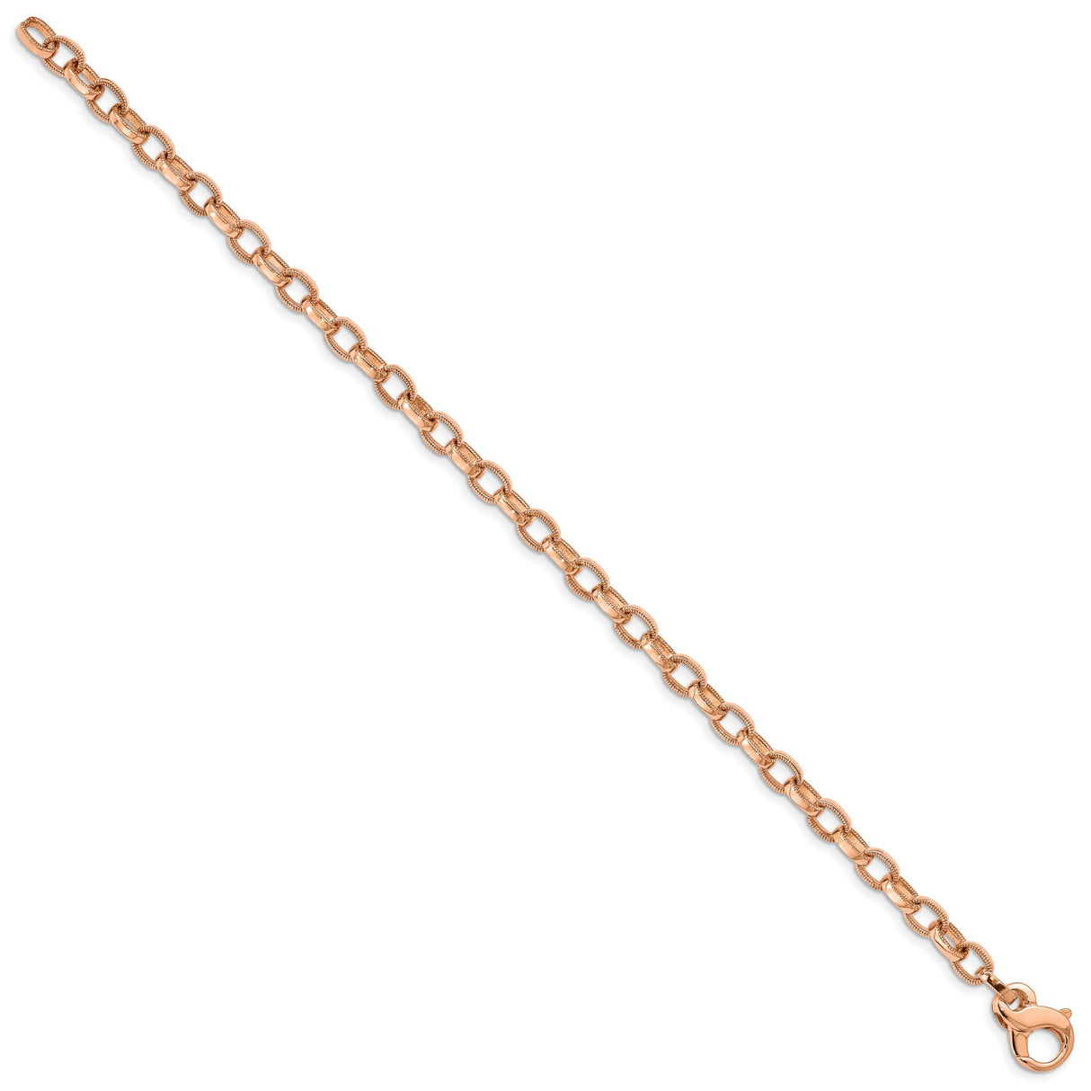 14K Rose Gold 5 mm Polished Chain Bracelet, Solid