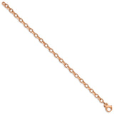 14K Rose Gold 5 mm Polished Chain Bracelet, Solid