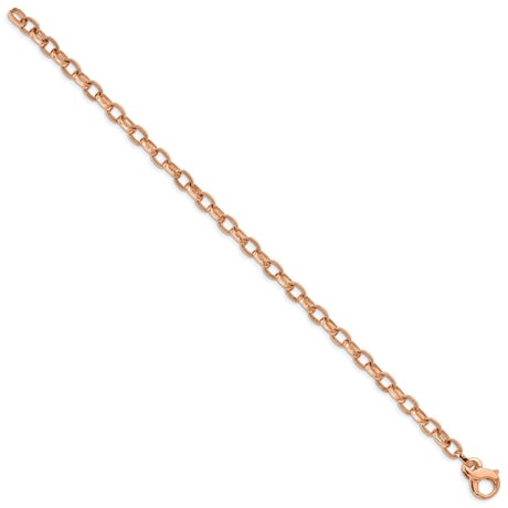 14K Rose Gold 5 mm Polished Chain Bracelet, Solid