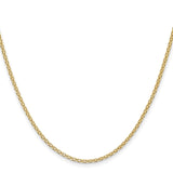 14K Yellow Gold 1.8 mm Polished Chain Necklace, Solid