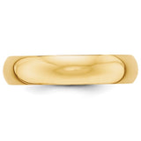 14K Yellow Gold Half Round Wedding Band, Solid 5mm, Classic Domed Ring