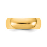 14k Yellow Gold Domed wedding band ring detail view