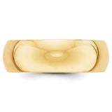 14K Yellow Gold Domed Half-Round Wedding Band, Solid 7mm