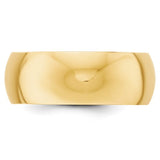 14K Yellow Gold Domed Half Round Wedding Band, 8mm Solid No Stone Classic Comfort Fit
