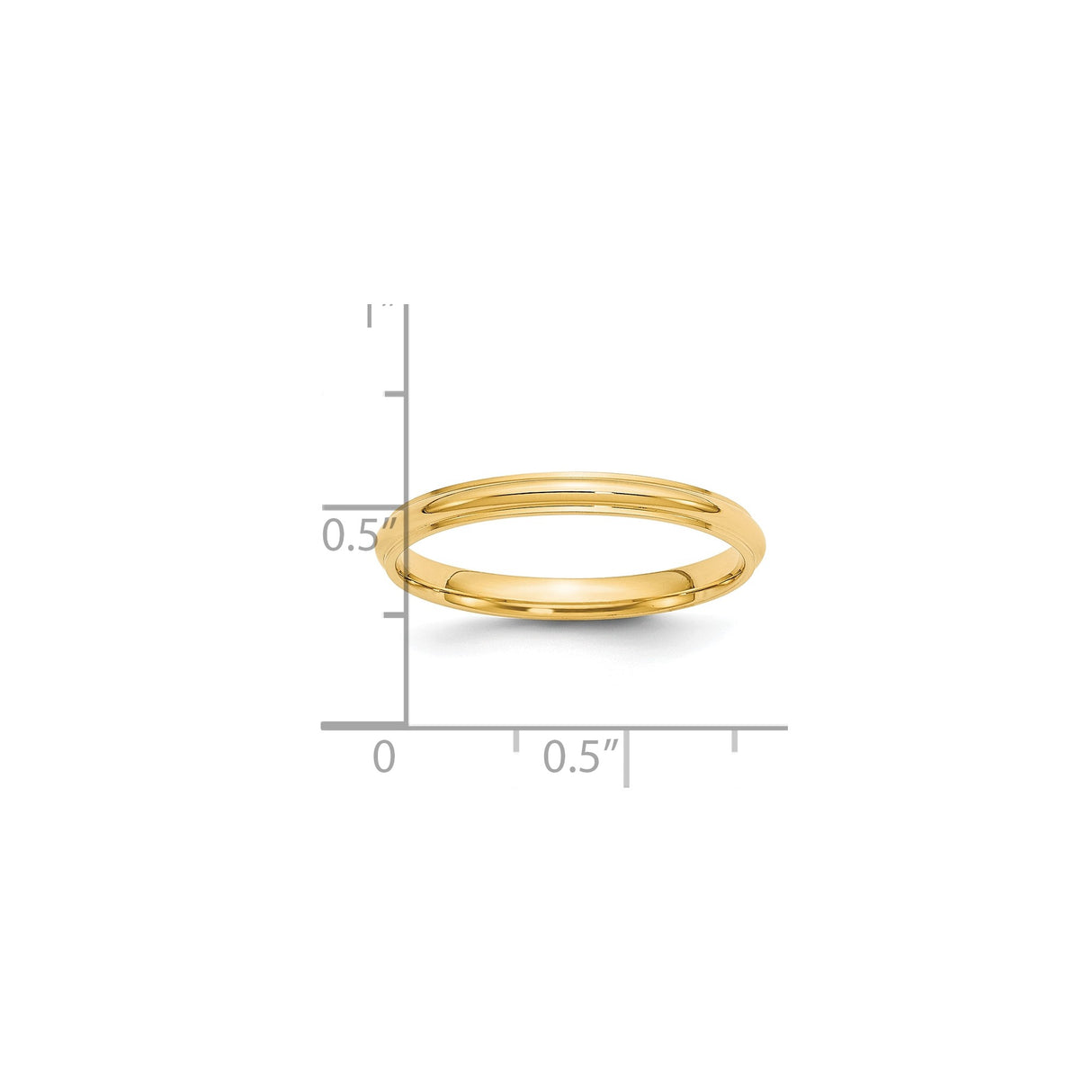 14k Yellow Gold Domed wedding band ring shown for scale