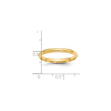 14k Yellow Gold Domed wedding band ring shown for scale