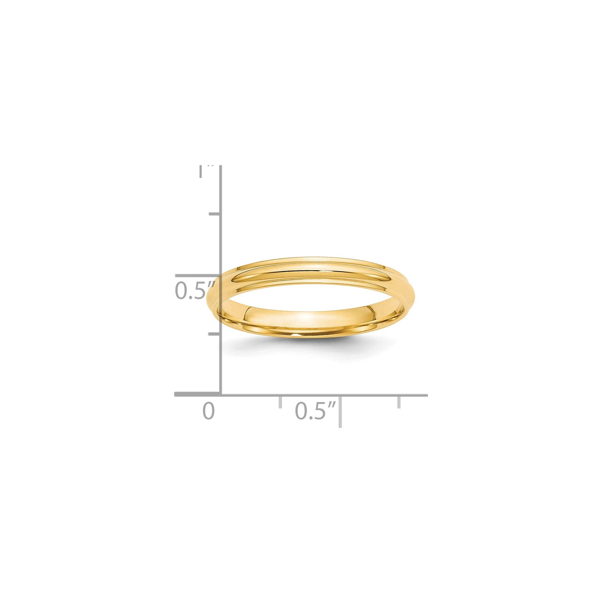 14k Yellow Gold Domed wedding band ring shown for scale