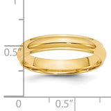 14K Yellow Gold Half-Round Wedding Band With Domed Profile And Fancy Edge, 4 Mm