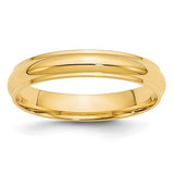 14K Yellow Gold Half-Round Wedding Band With Domed Profile And Fancy Edge, 4 Mm