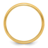 14K Yellow Gold Half-Round Domed Wedding Band With Fancy Edge 5mm Comfort Fit