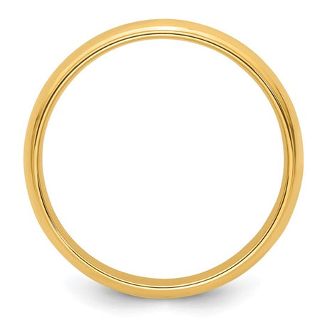 14K Yellow Gold Half-Round Domed Wedding Band With Fancy Edge 5mm Comfort Fit